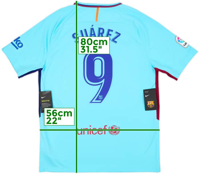 2017-18 Barcelona Away Shirt Suarez #9 (L)