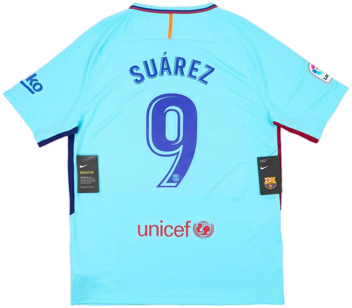 2017-18 Barcelona Away Shirt Suarez #9 (L)