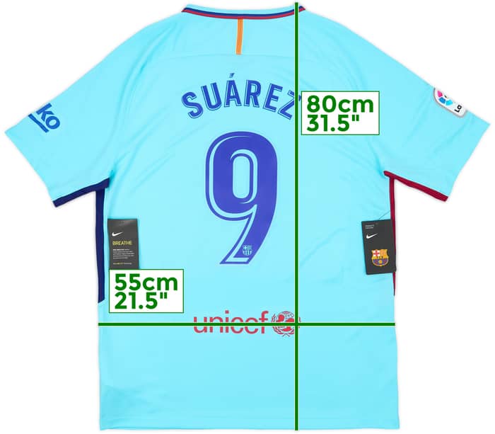 2017-18 Barcelona Away Shirt Suarez #9 (L)