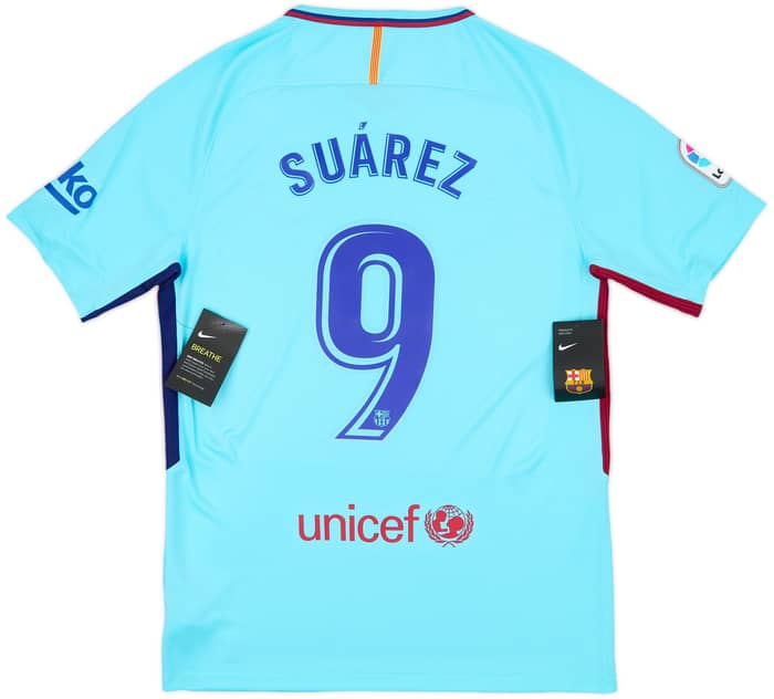 2017-18 Barcelona Away Shirt Suarez #9 (M)