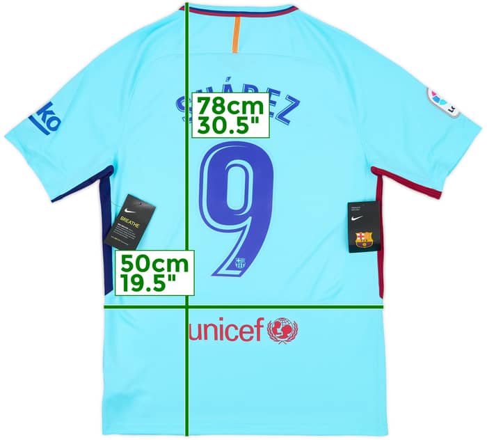 2017-18 Barcelona Away Shirt Suarez #9 (M)