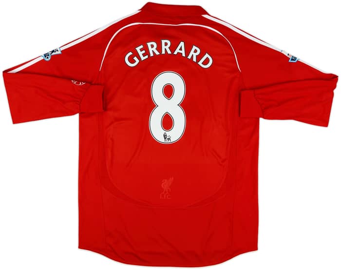 2006-08 Liverpool Home L/S Shirt Gerrard #8 - 9/10 - (L)