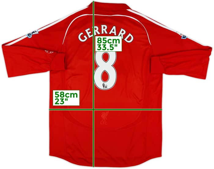 2006-08 Liverpool Home L/S Shirt Gerrard #8 - 9/10 - (L)