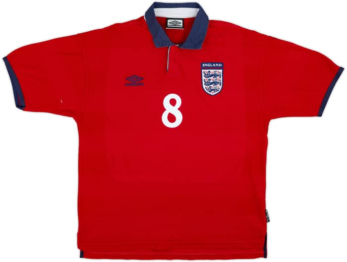 1999-01 England Away Shirt Scholes #8 - 9/10 - (M)