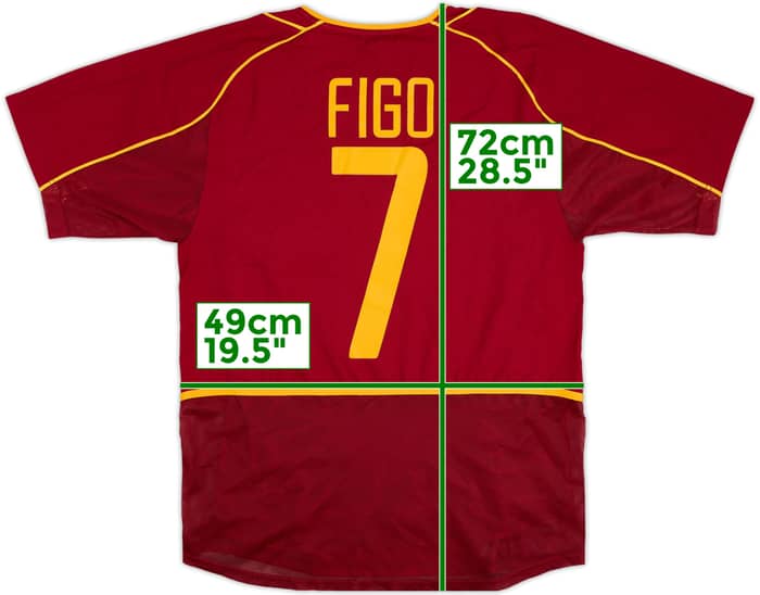 2002-04 Portugal Player Issue Home Shirt Figo #7 - 8/10 - (M)
