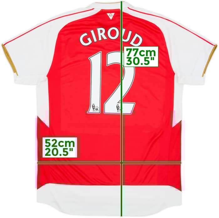 2015-16 Arsenal Home Shirt Giroud #12 - 8/10 - (L)