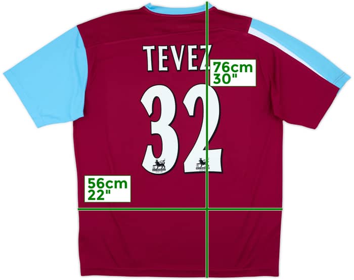 2005-07 West Ham Home Shirt Tevez #32 - 8/10 - (L)