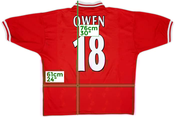 1996-98 Liverpool Home Shirt Owen #18 - 6/10 - (XL)