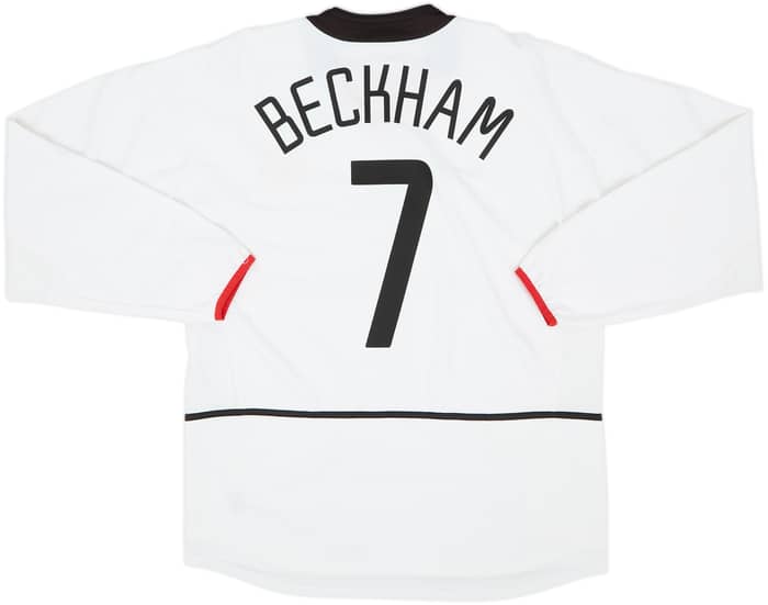 2002-03 Manchester United Away L/S Shirt Beckham #7 - 8/10 - (L)