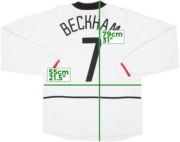 2002-03 Manchester United Away L/S Shirt Beckham #7 - 8/10 - (L)