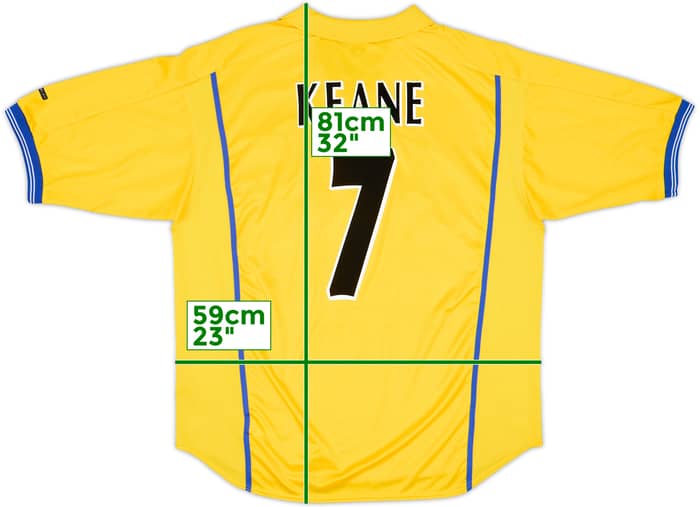 Camiseta de visitante del Leeds United 2000-02 Keane #7 - 9/10 - (XL)