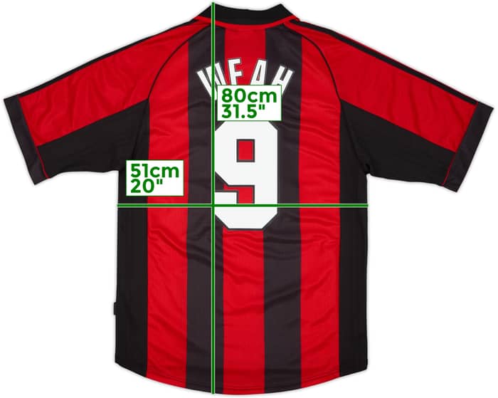 1998-00 AC Milan Camiseta Local Weah #9 - 8/10 - (M)
