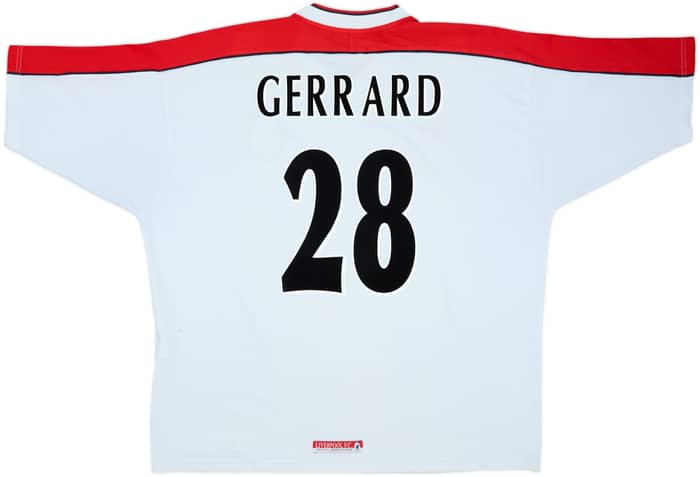 Camiseta de visitante del Liverpool 1998-99 Gerrard #28 - 6/10 - (XXL)