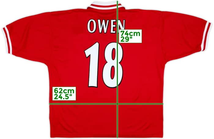 1996-98 Liverpool Home Shirt Owen #18 - 7/10 - (XL)