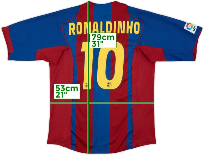 2004-05 Barcelona Home Shirt Ronaldinho #10 - 8/10 - (L)
