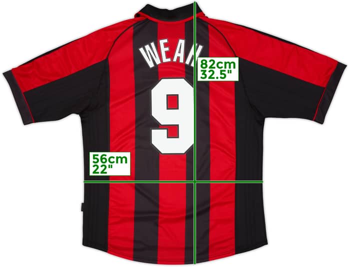 1998-00 AC Milan Home Shirt Weah #9 - 8/10 - (L)