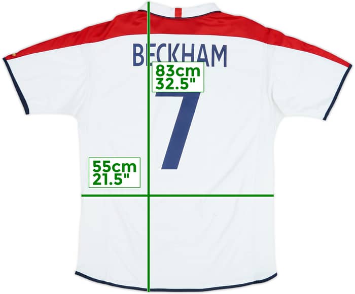 2003-05 England Home Shirt Beckham #7 - 6/10 - (XL)