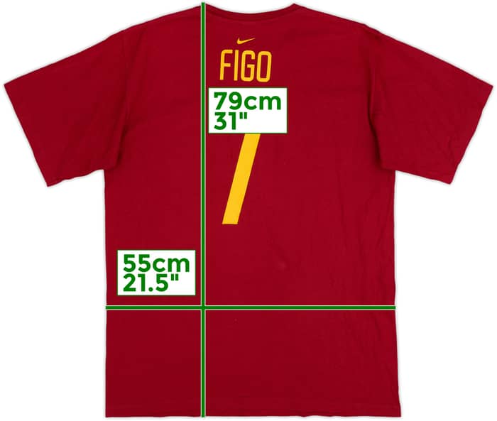 Camiseta de algodón Nike de Portugal 2002-03 Figo #7 - 9/10 - (L)