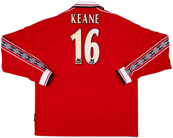 1998-00 Manchester United Home L/S Shirt Keane #16 - 8/10 - (XL)