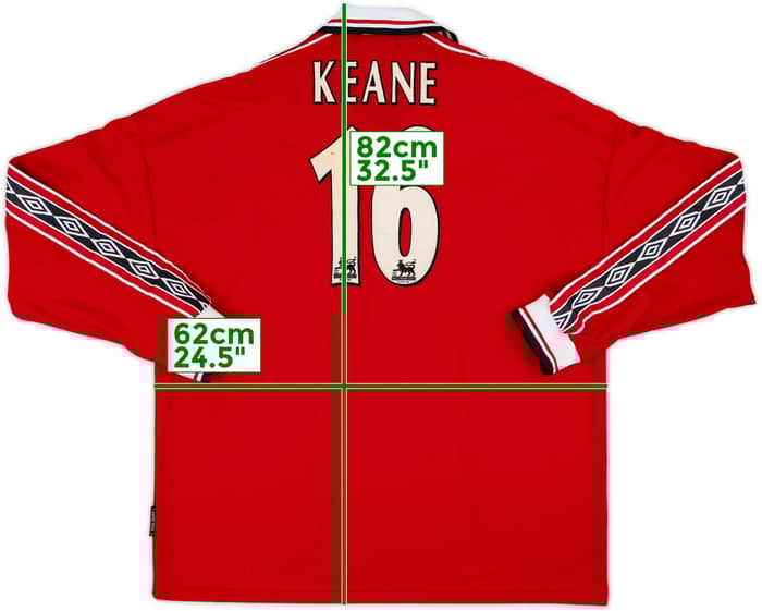 1998-00 Manchester United Home L/S Shirt Keane #16 - 8/10 - (XL)