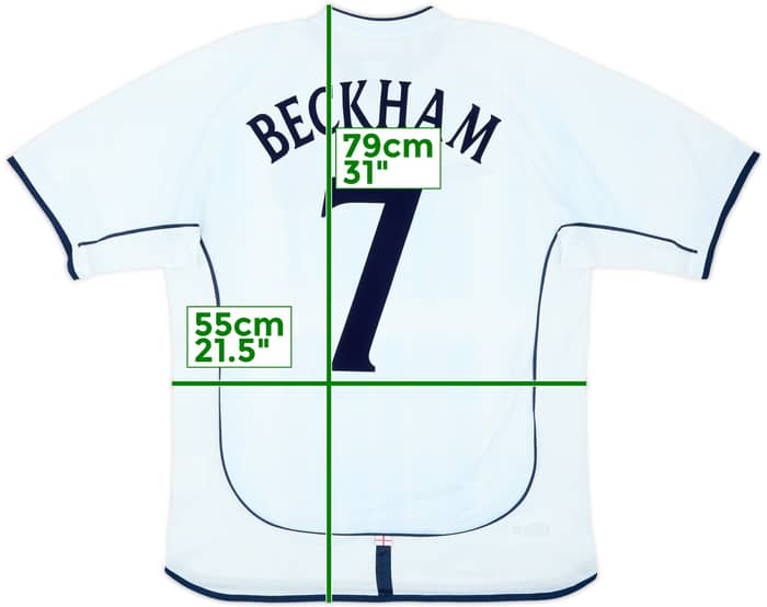 2001-03 England Home Shirt Beckham #7 - 6/10 - (L)