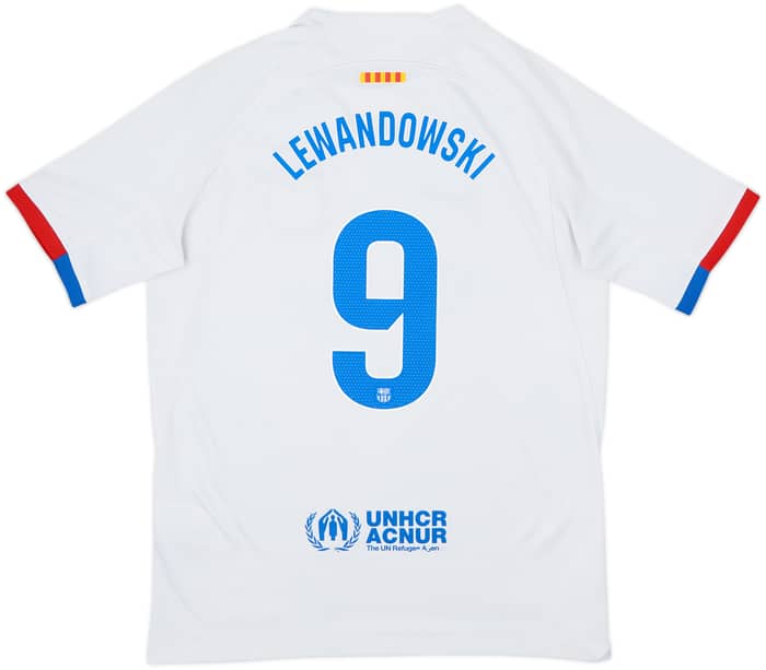 2023-24 Barcelona Away Shirt Lewandowski #9 - 7/10 - (XL.Boys)