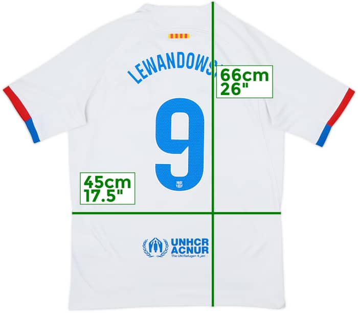 2023-24 Barcelona Away Shirt Lewandowski #9 - 7/10 - (XL.Boys)