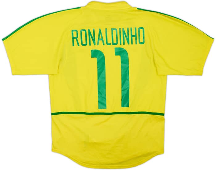 2002-04 Brazil Home Shirt Ronaldinho #11 - 9/10 - (M)
