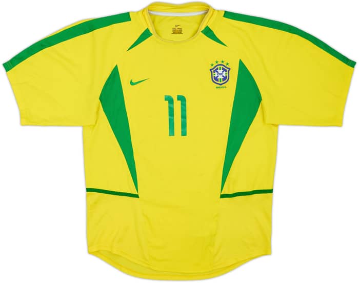 2002-04 Brazil Home Shirt Ronaldinho #11 - 9/10 - (M)