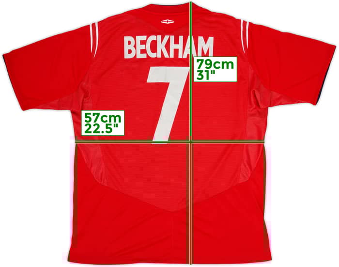 2004-06 England Away Shirt Beckham #7 - 8/10 - (XL)