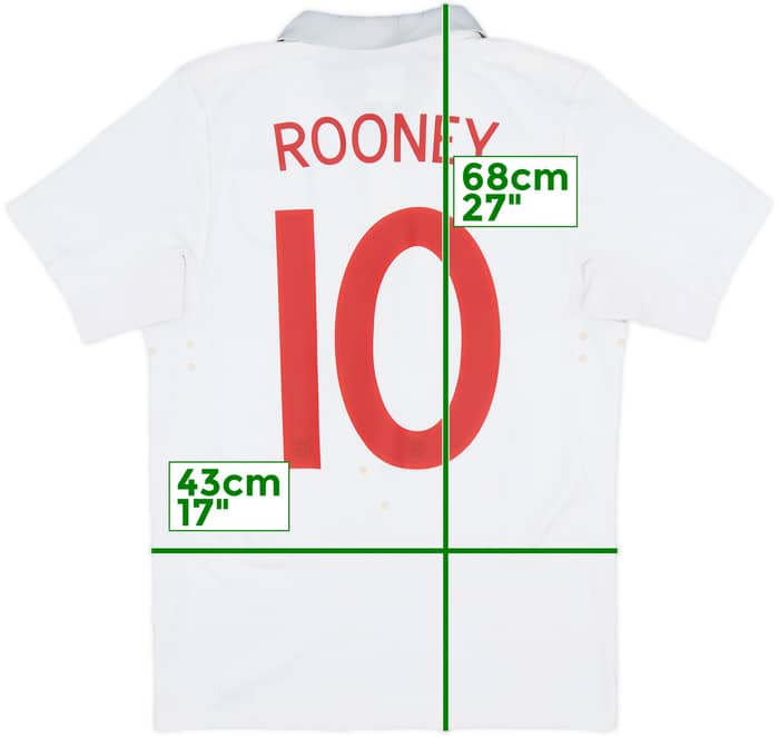 Camiseta de local de England 2009-10 Rooney #10 - 6/10 - (XS)