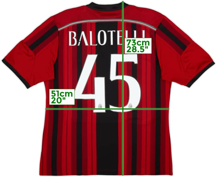 2015-16 AC Milan Home Shirt Balotelli #45 - 6/10 - (L)