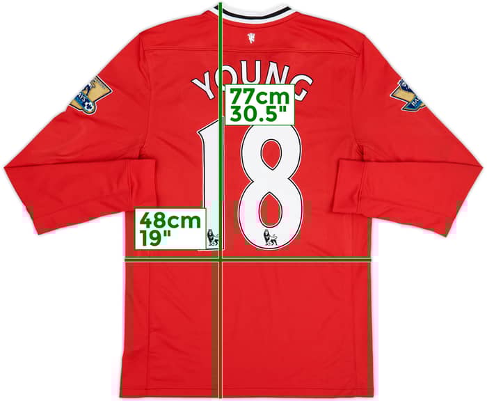 2011-12 Manchester United Home L/S Shirt Young #18 - 8/10 - (M)