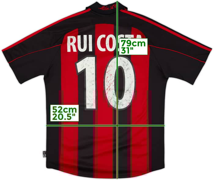2000-02 AC Milan Home Shirt Rui Costa #10 - 5/10 - (M)