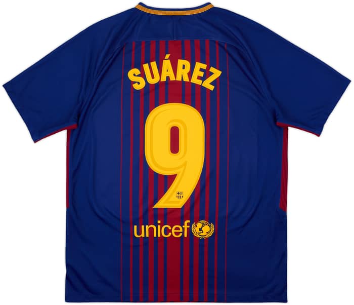 Camiseta de local del Barcelona 2017-18 Suarez #9 - 7/10 - (L)