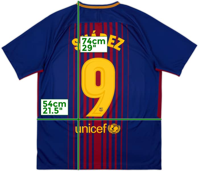 Camiseta de local del Barcelona 2017-18 Suarez #9 - 7/10 - (L)