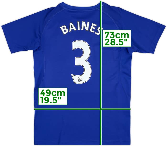 2010-11 Everton Home Shirt Baines #3 - 9/10 - (M)