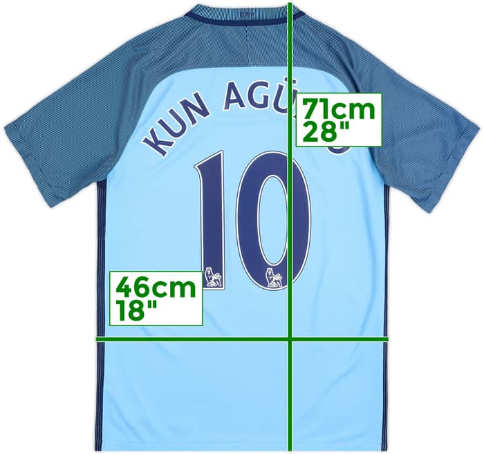 2016-17 Manchester City Home Shirt Kun Aguero #10 - 8/10 - (S)