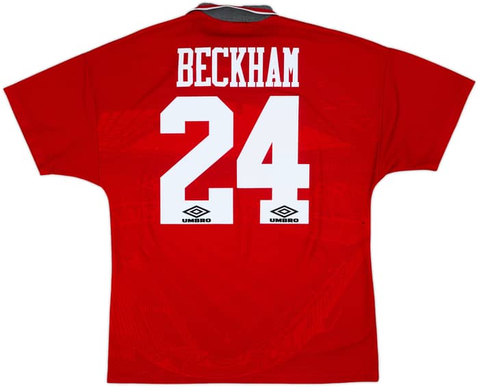 1994-96 Manchester United Home Shirt Beckham #24 - 6/10 - (L)