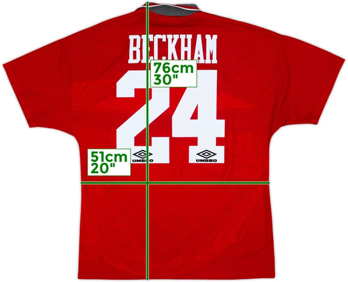 1994-96 Manchester United Home Shirt Beckham #24 - 6/10 - (L)