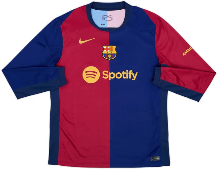 2024-25 Barcelona Home L/S Shirt - 9/10 - (L)
