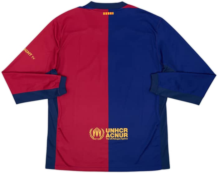 2024-25 Barcelona Home L/S Shirt - 9/10 - (L)