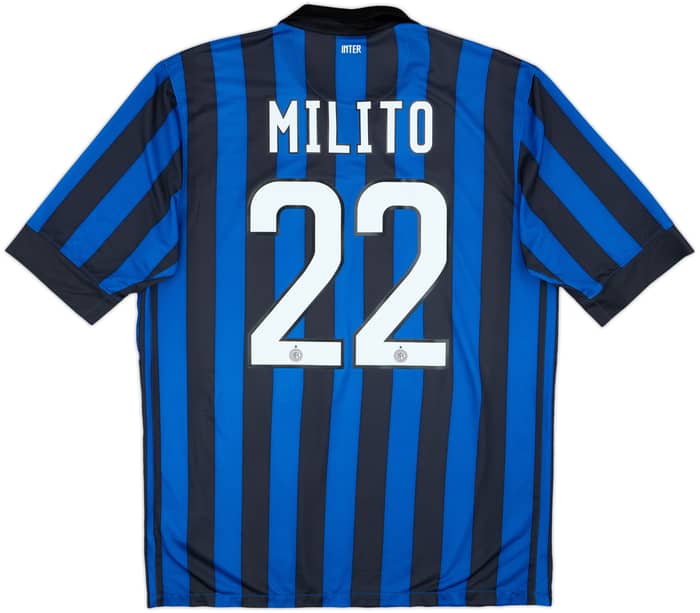 2011-12 Inter Milan Home Shirt Milito #22 - 6/10 - (L)