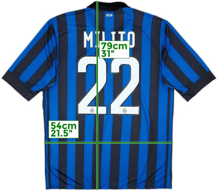 2011-12 Inter Milan Home Shirt Milito #22 - 6/10 - (L)