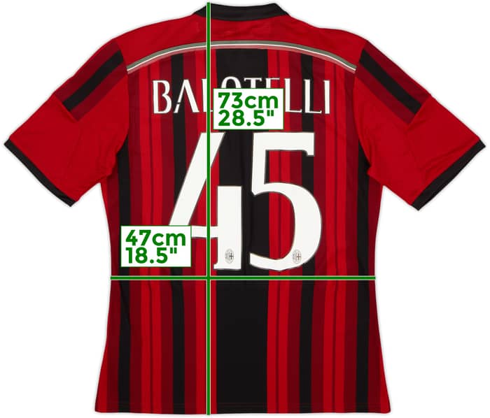 2014-15 AC Milan Home Shirt Balotelli #45 (M)