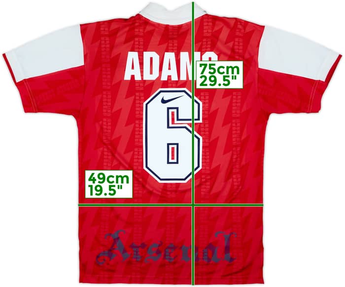 1994-96 Arsenal Home Shirt Adams #6 - 6/10 - (S)