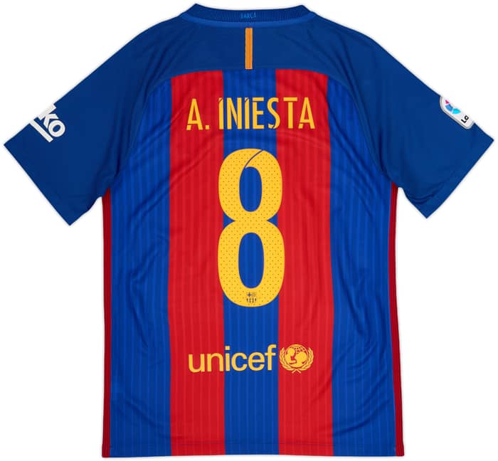 2016-17 Barcelona Home Shirt A.Iniesta #8 - 8/10 - (S)