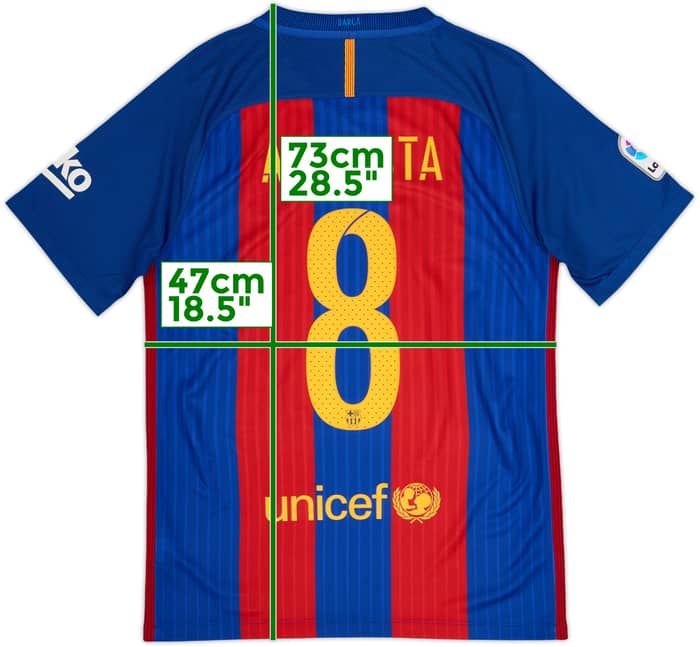 2016-17 Barcelona Home Shirt A.Iniesta #8 - 8/10 - (S)