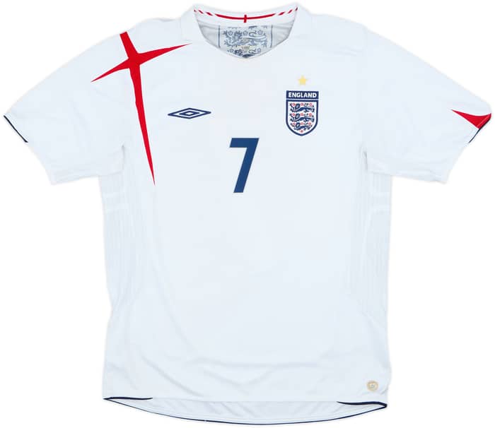 2005-07 England Home Shirt Beckham #7 - 5/10 - (L)