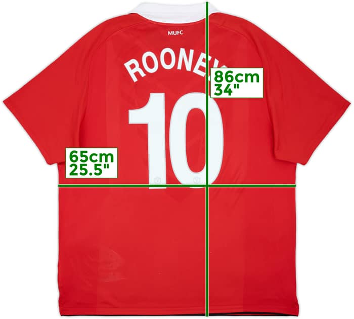 2010-11 Manchester United Home Shirt Rooney #10 - 8/10 - (XXL)